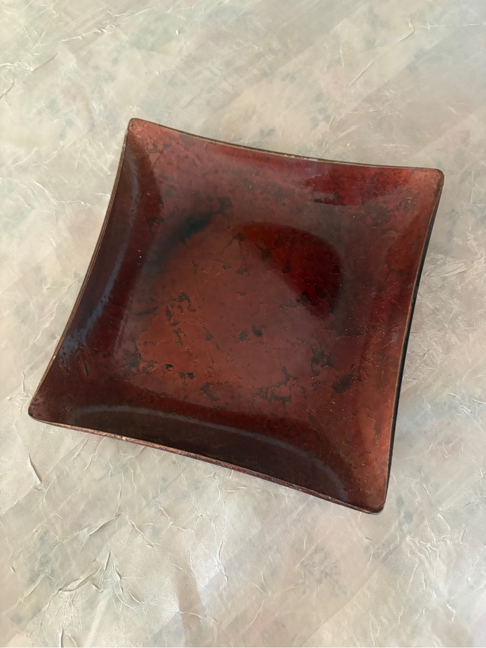 Red Crackling Candleholder Plate